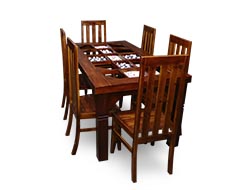 Wooden Dining Table With Six Chairs